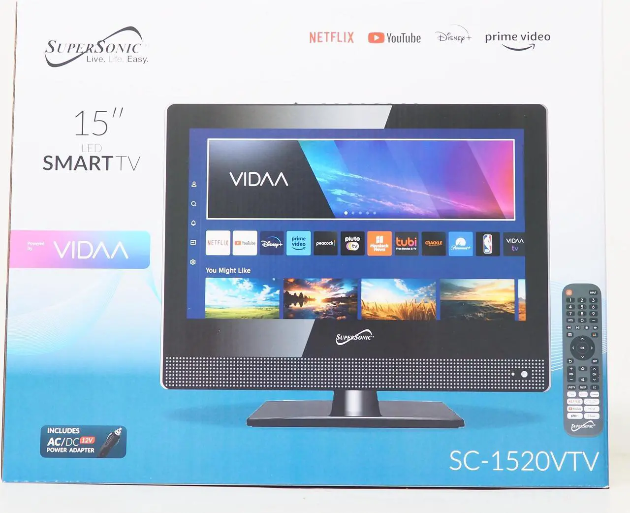 Alt view image 14 of 15 - Supersonic SC-1520VTV 15.6 inch Smart AC/DC LED TV 1080p, WiFi, Built-in Speakers 3X HDMI Remote Control
