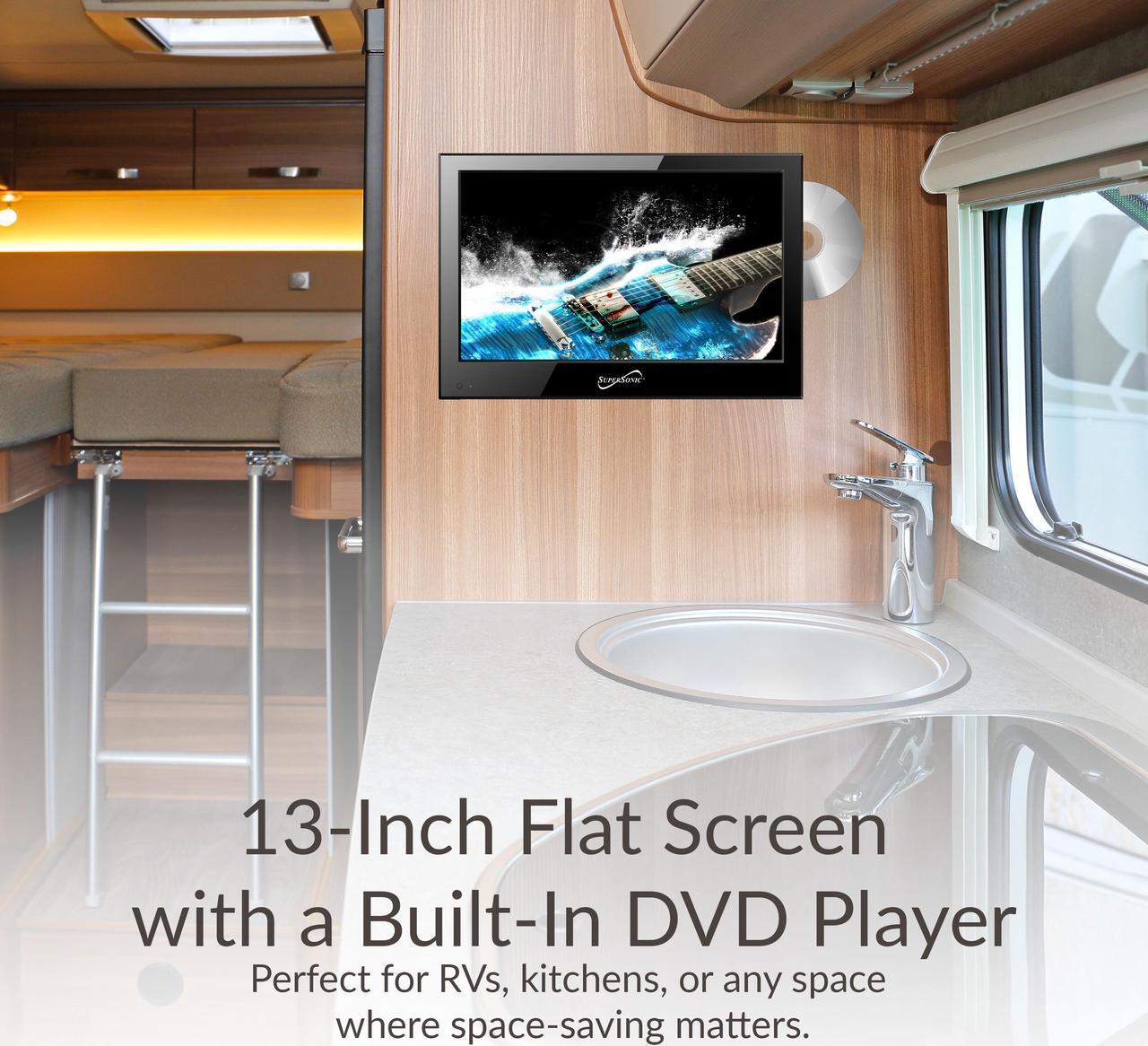 Alt view image 9 of 12 - SUPERSONIC SC-1312 13" Black LED HDTV with Built-in DVD Player