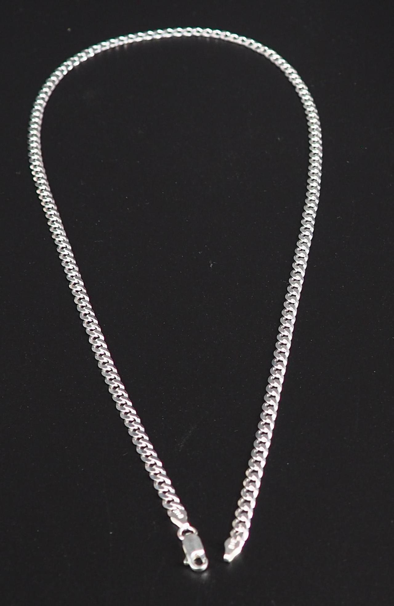 Alt view image 4 of 7 - Solid 925 Sterling Silver Italian 4.8mm Flat 22 Curb Chain Necklace for Men Women CURB120-22