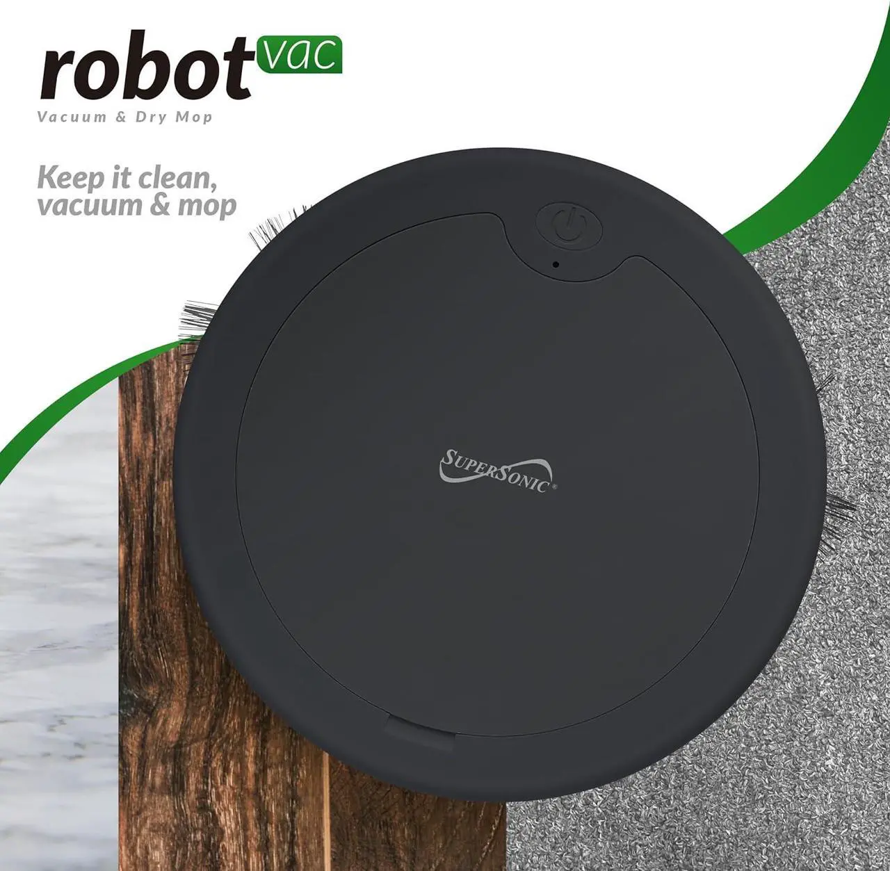 Alt view image 9 of 14 - Supersonic Robot Vac Vacuum and Dry Mop, Quiet w 120 Minutes of Cleaning Time SC-820SV