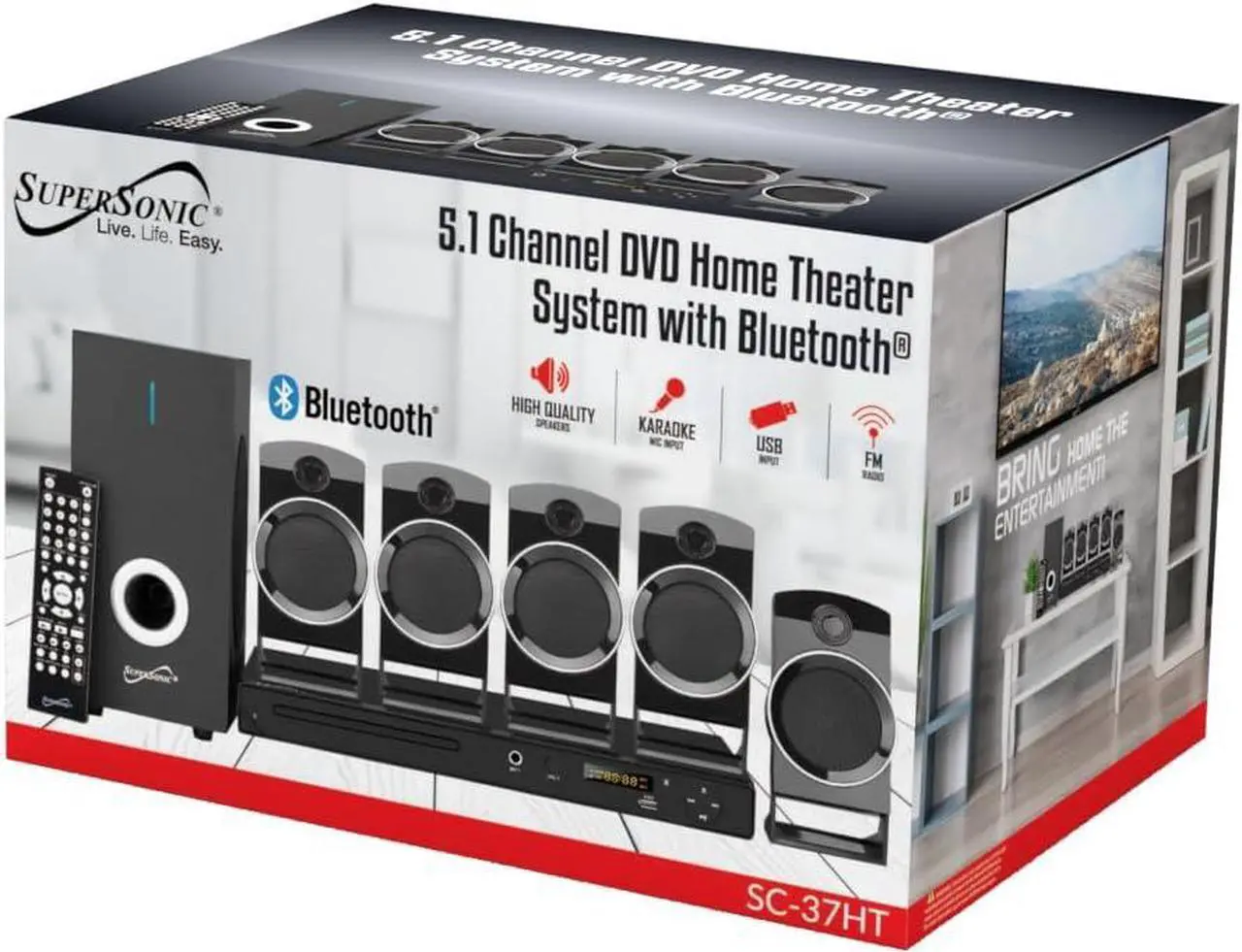 Alt view image 14 of 15 - SUPERSONIC SC-37HT 5.1 Channel Dvd Home Theater System With USB Input & Karaoke Function
