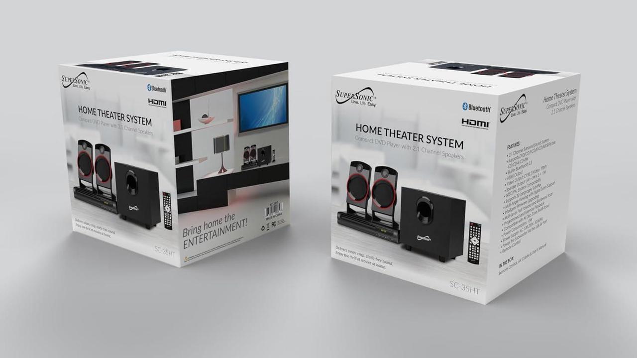 Alt view image 20 of 20 - Supersonic SC-35HT 2.1 Channel DVD Home Theater System, Bluetooth, HDMI, DVD/CD/VCD/SVCD/MP3 Playback