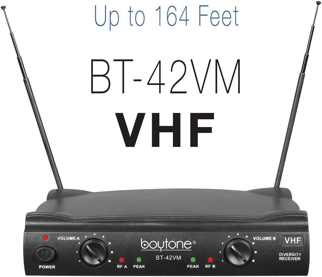 Alt view image 3 of 11 - Boytone BT-42VM Dual Channel Wireless Microphone System - VHF Fixed 2 Handheld for Karaoke, DJ, Church, Conference, with carrying cases