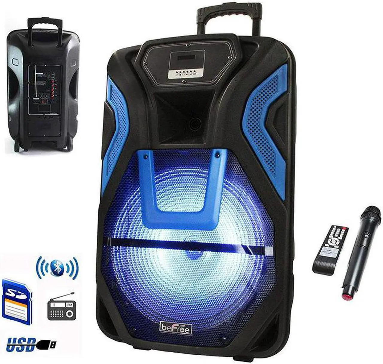 Alt view image 3 of 12 - beFree Sound BFS-5700 15" Rechargeable Bluetooth Portable Party PA Speaker System With SD/FM/USB Inputs