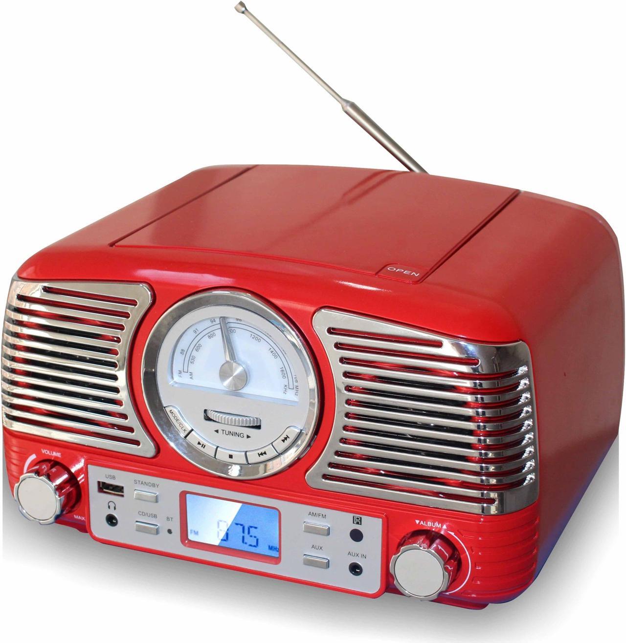 Main image of Techplay Qt62bt Red, Retro Design Compact Stereo Cd, With Am/fm