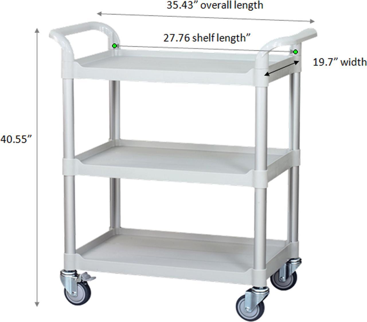 Alt view image 5 of 7 - JaboEquip, 3 tier large mobile Hospital cart, Medical Cart Utility cart Service trolley Rolling Cart 606 lbs load, White color