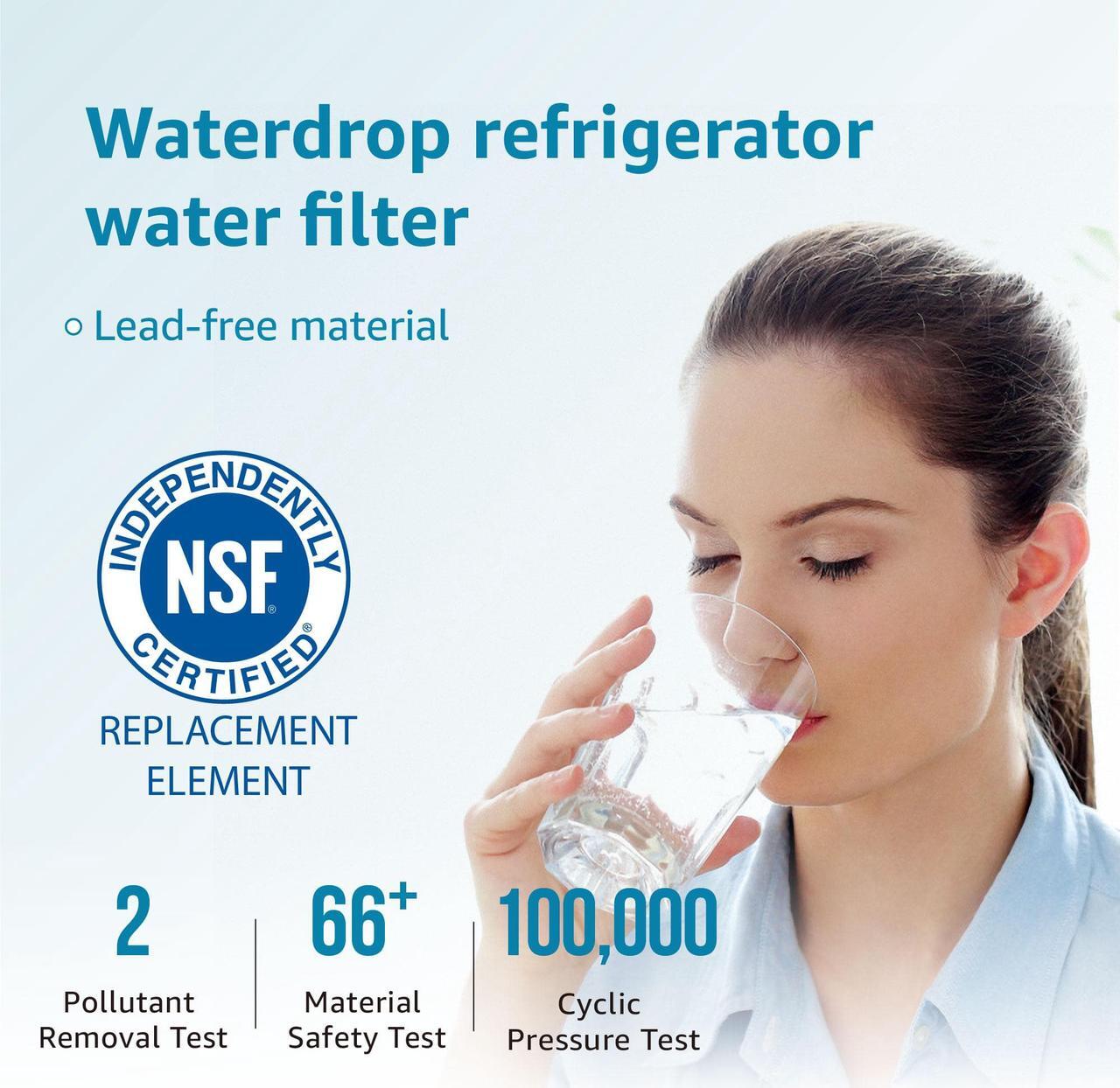 Alt view image 2 of 7 - Waterdrop DA29-00020B NSF 53&42 Certified Refrigerator Water Filter, Replacement for Samsung HAF-CIN/EXP, DA29-00020A/B, DA29-00020B-1, RF263BEAESR, RF28HMEDBSR, RS25J500DSR, RF4287HARS, 2 Filters