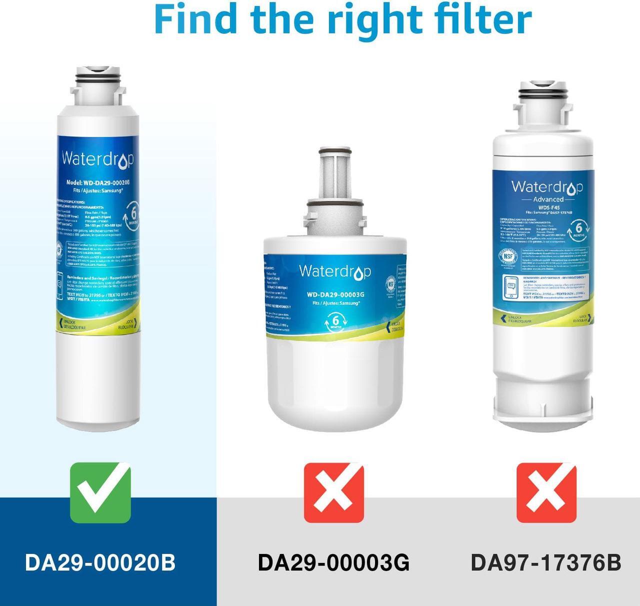 Alt view image 7 of 7 - Waterdrop DA29-00020B NSF 53&42 Certified Refrigerator Water Filter, Replacement for Samsung HAF-CIN/EXP, DA29-00020A/B, DA29-00020B-1, RF263BEAESR, RF28HMEDBSR, RS25J500DSR, RF4287HARS, 2 Filters
