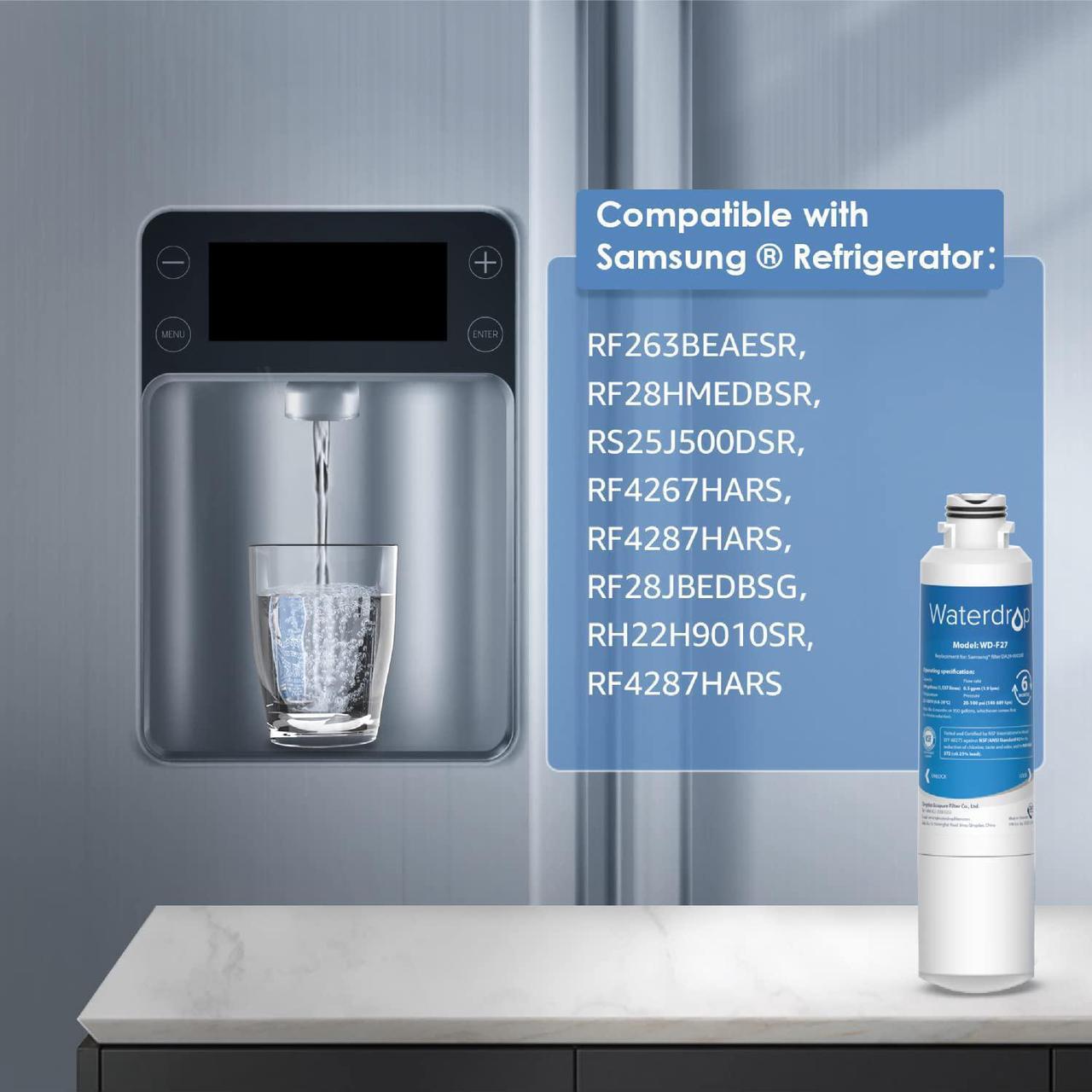 Alt view image 3 of 7 - Waterdrop DA29-00020B Replacement for Samsung DA29-00020B, HAF-CIN/EXP, 46-9101 Refrigerator Water Filter, 6 Pack