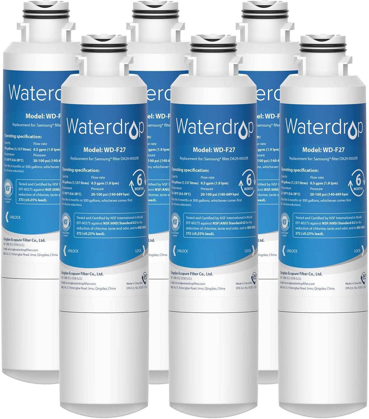 Main image of Waterdrop DA29-00020B Replacement for Samsung DA29-00020B, HAF-CIN/EXP, 46-9101 Refrigerator Water Filter, 6 Pack