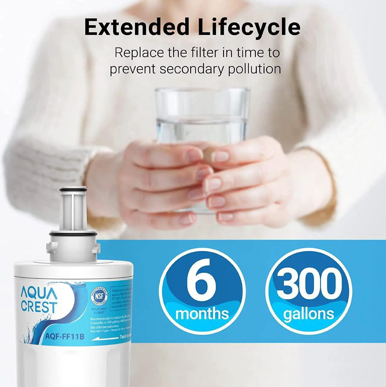 Alt view image 5 of 7 - AQUACREST DA29-00003G Replacement for Samsung DA29-00003G, DA29-00003B Aqua-Pure Plus Water Filter
