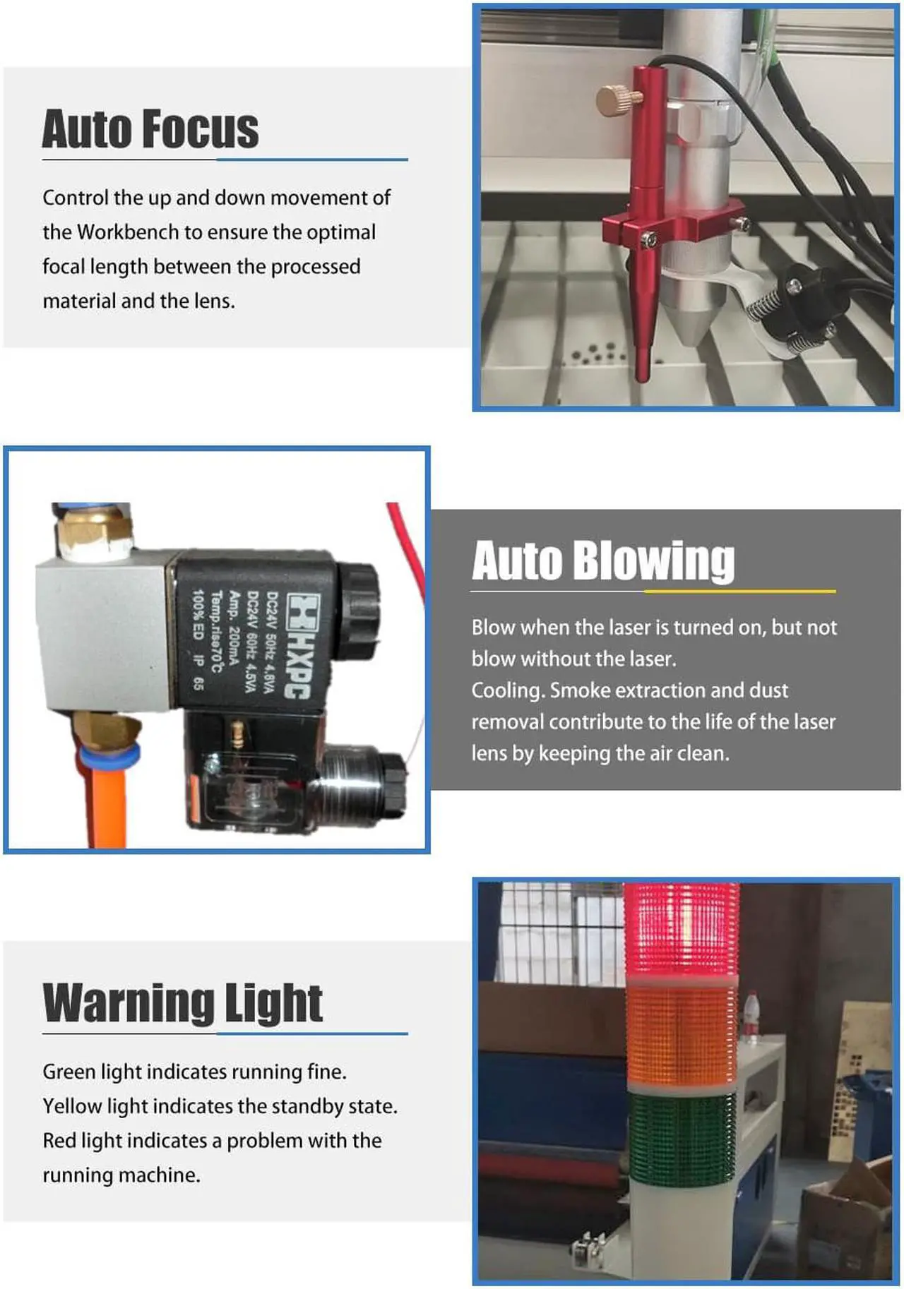 Alt view image 6 of 7 - CO2 SFX-1325 RECI 180W Laser Cutter and Engraver Machine Workbench 1300*2500mm Water Cooling for Nonmetal Acrylic Plastic Deep Engraving RECI Laser Tube