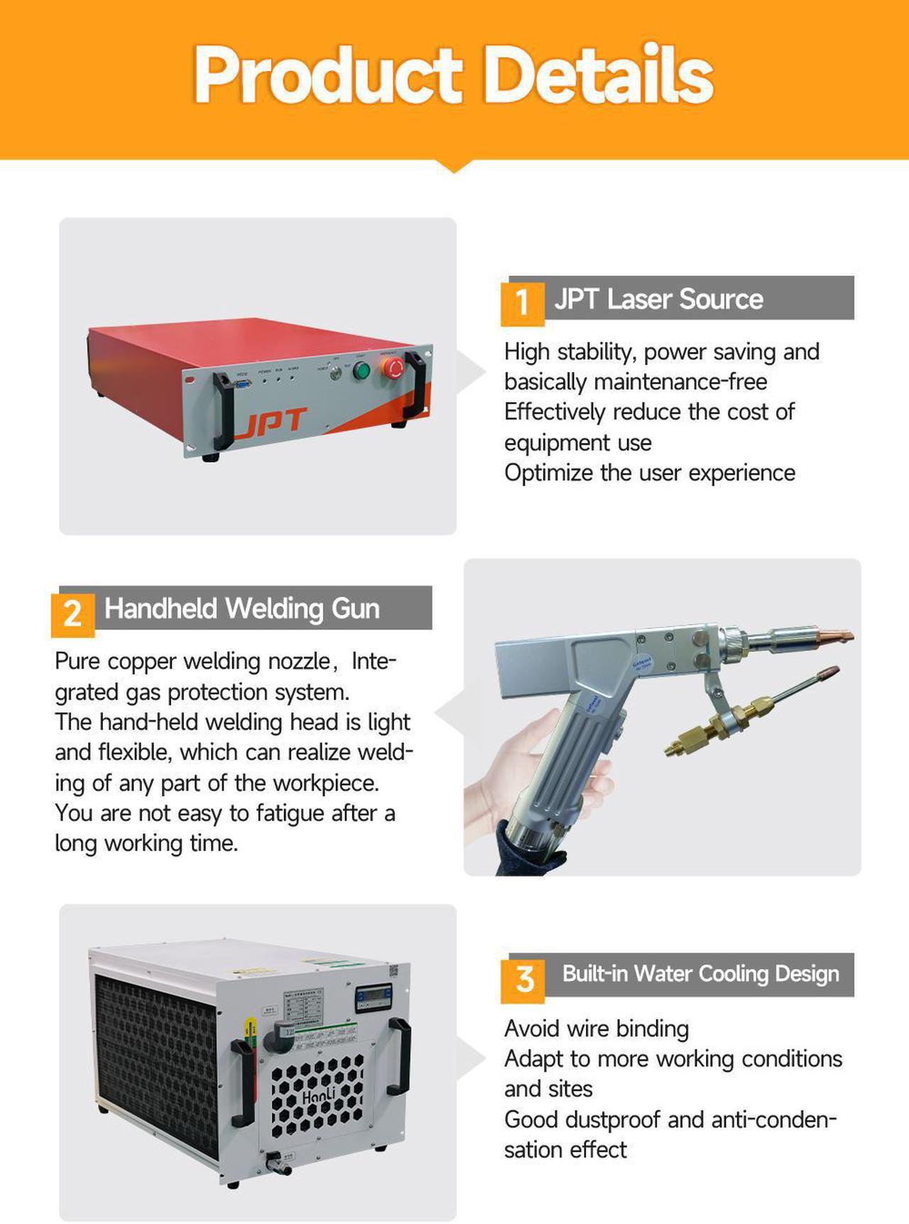 Alt view image 4 of 7 - JPT 1500W Handheld Laser Welding Machine Fiber Laser Welder Machine for Metal Welder Machine with Auto wire feeder