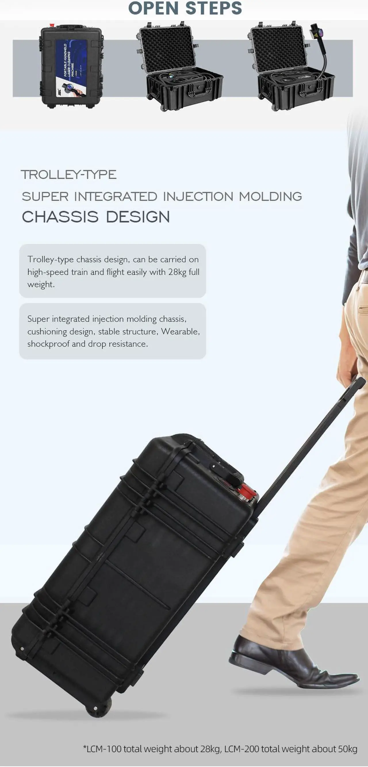 Alt view image 2 of 7 - Laser Cleaning Machine for Rust Portable Handheld Laser Cleaning Machine LCM-100 Trolley-type Portable JPT 100W