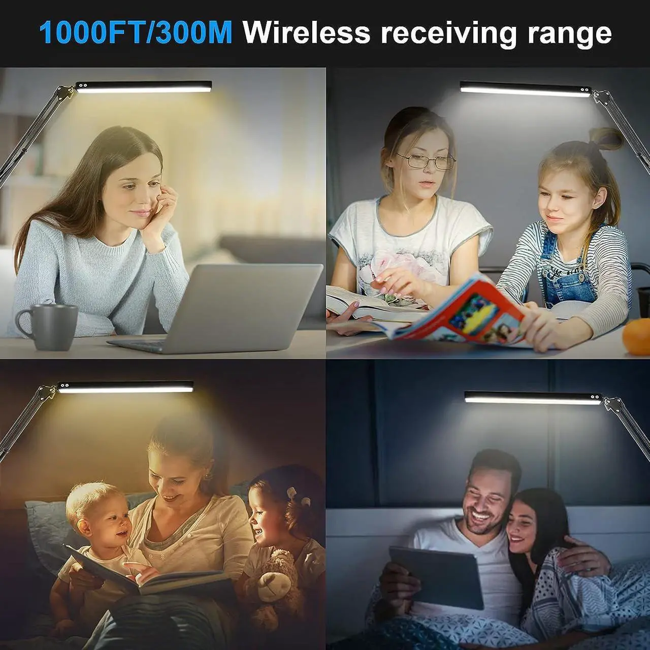 Alt view image 7 of 7 - LED Desk Lamp for Home,Office,Reading,Adjustable Eye-Caring Desk Light with Clamp,Swing Arm Lamp Includes 3 Color Modes,10 Brightness Levels Table Lamps with Memory Function