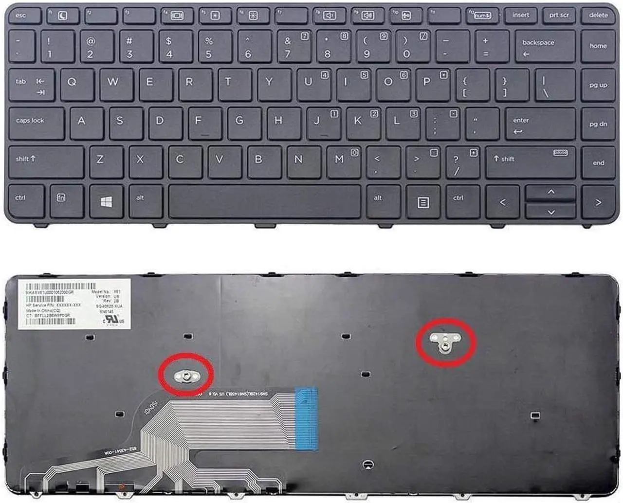 Main image of Replacement Keyboard with Frame for HP ProBook 430 G3 440 G3 440 G4 445 G3 446 G3 P/N: 826367-001 840801-001 830323-001 V151546AS1 US, US Layout Black Color