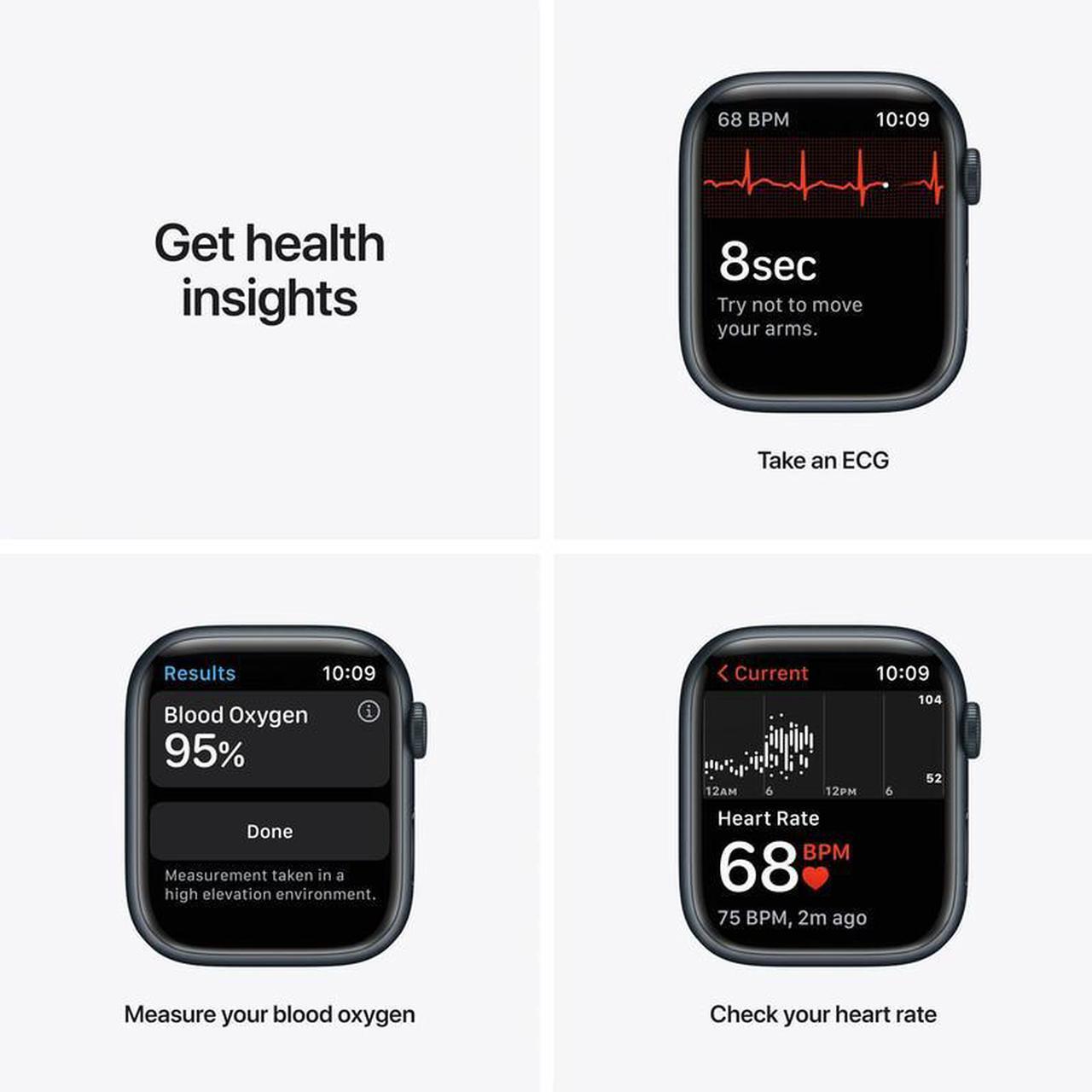 Alt view image 3 of 5 - Apple Apple Watch Series 7 41 mm Fully Unlocked - Midnight GPS Only (Grade A)