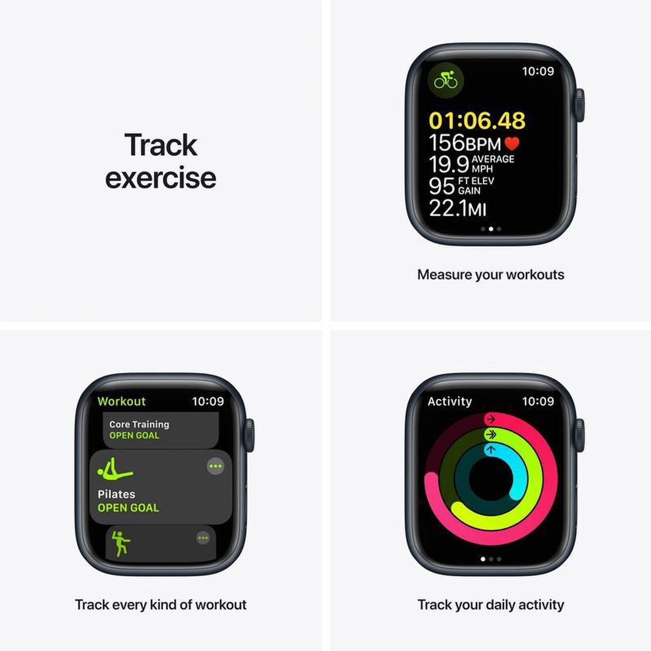 Alt view image 4 of 5 - Apple Apple Watch Series 7 41 mm Fully Unlocked - Midnight GPS Only (Grade A)
