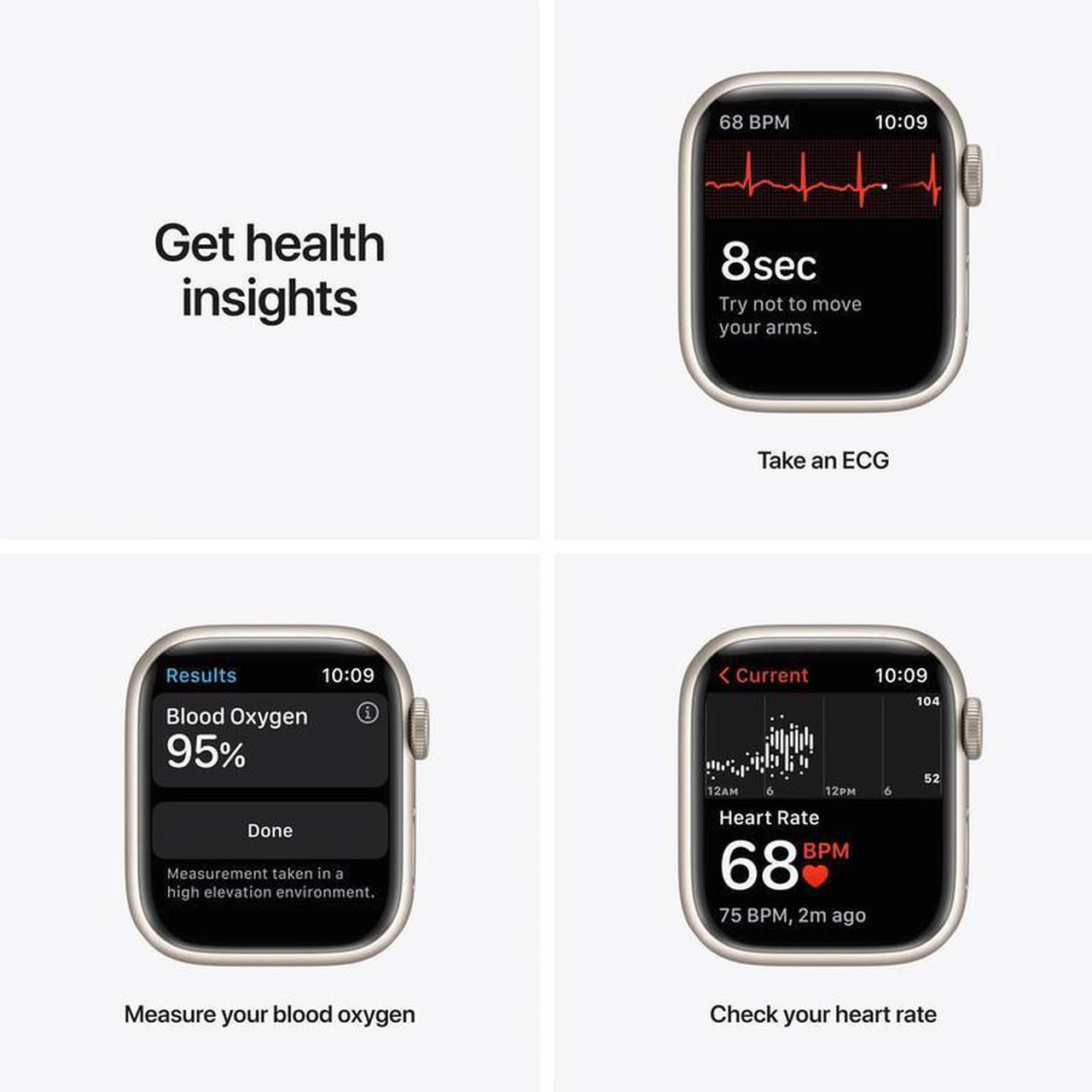 Alt view image 3 of 5 - Apple Apple Watch Series 7 45 mm Fully Unlocked - Starlight GPS + Cellular (Grade A)