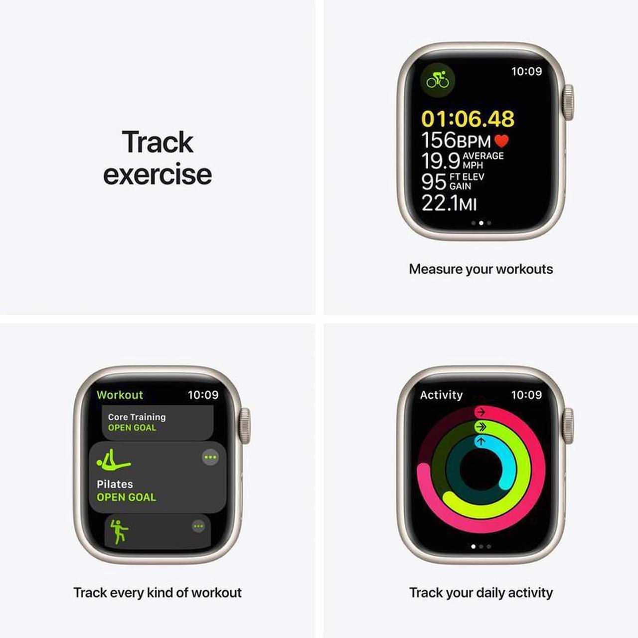 Alt view image 4 of 5 - Apple Apple Watch Series 7 45 mm Fully Unlocked - Starlight GPS + Cellular (Grade A)