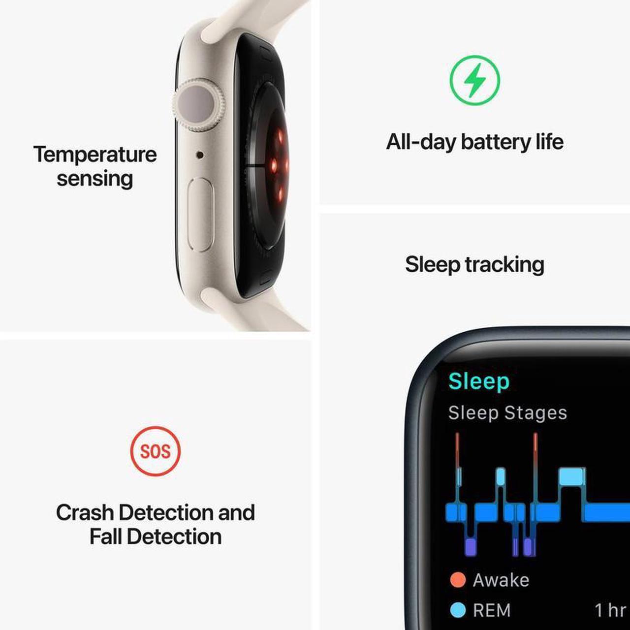 Alt view image 5 of 5 - Apple Apple Watch Series 8 45 mm Fully Unlocked - Midnight GPS + Cellular (Grade A)