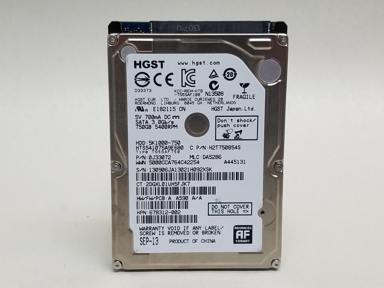 HGST TravelStar 5K1000 HTS541075A9E680 750 GB 2.5" SATA II Laptop Hard Drive