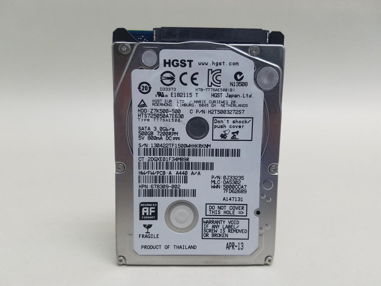 Alt view image 3 of 8 - HITACHI Hts725050A7E630 Travelstar Z7K500 500Gb 7200Rpm Sata 6Gbps 32Mb Buffer 7Mm 2.5Inch Hard Drive