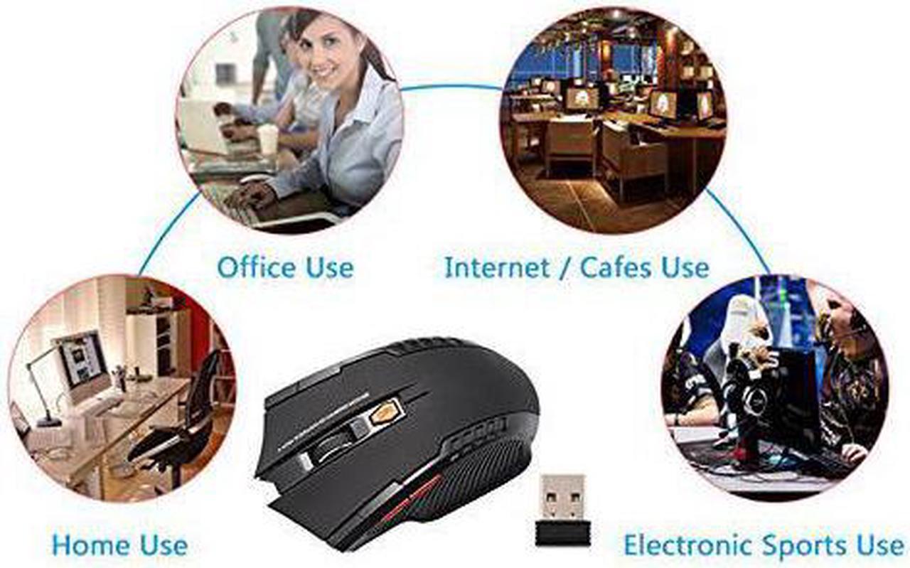 Alt view image 6 of 6 - 2.4Ghs Ergonomic Optical Wireless Gaming Office Mouse with 6-Button Adjustable 1000 1200 1600 DPI Power Saving for Mac / Windows, PC, Desktop, Laptop, Computer, Notebook-Random Color