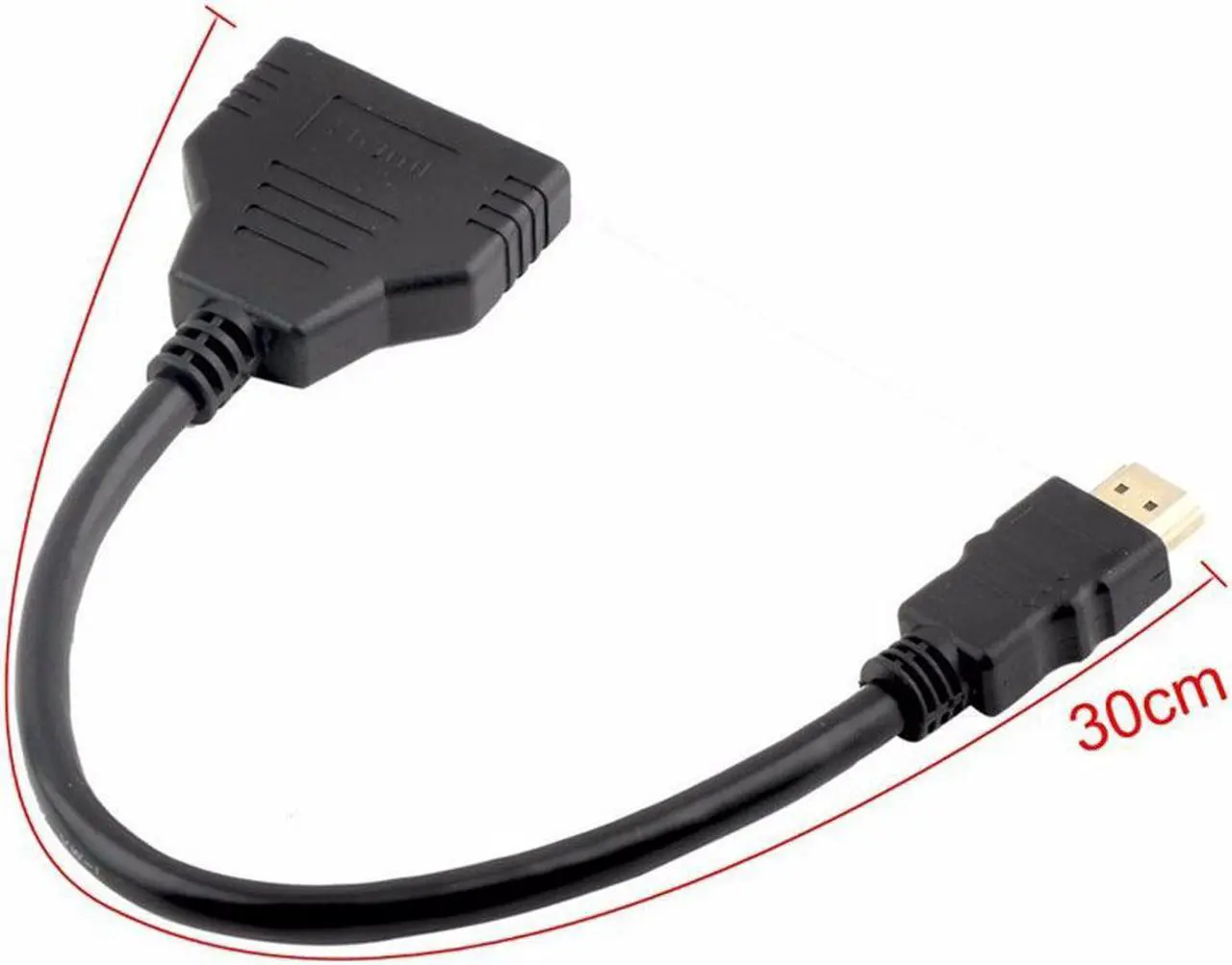 Alt view image 6 of 6 - HDMI Male to Dual HDMI Female 1 to 2 Way HDMI Splitter Adapter Cable For HDTV, Support Two TVs at the Same Time, Signal One in, Two out