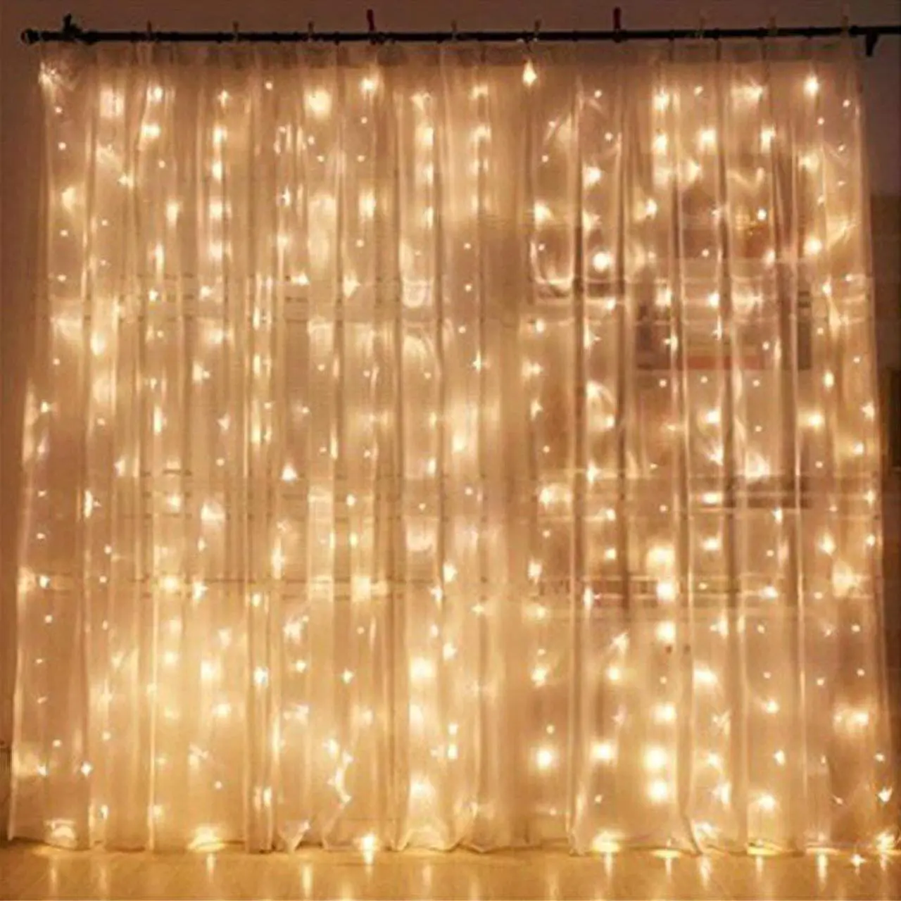 Main image of Twinkle Star 300 LED Window Curtain String Light Wedding Party Home Garden Bedroom Outdoor Indoor Wall Decorations, Warm White