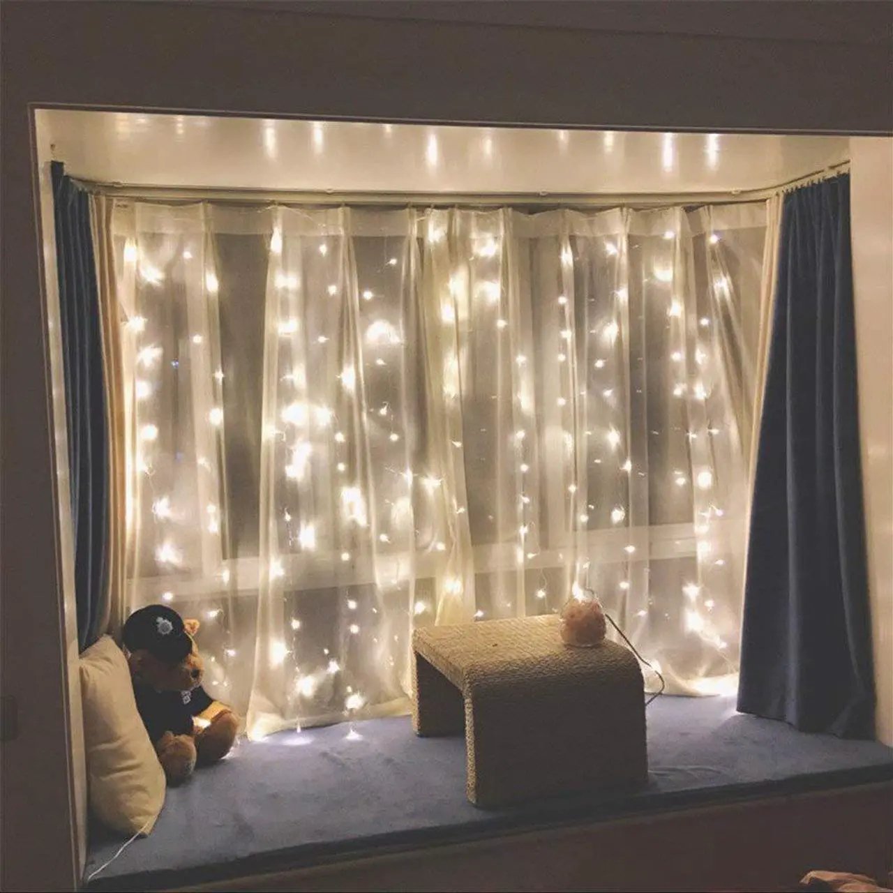 Alt view image 3 of 7 - Twinkle Star 300 LED Window Curtain String Light Wedding Party Home Garden Bedroom Outdoor Indoor Wall Decorations, Warm White