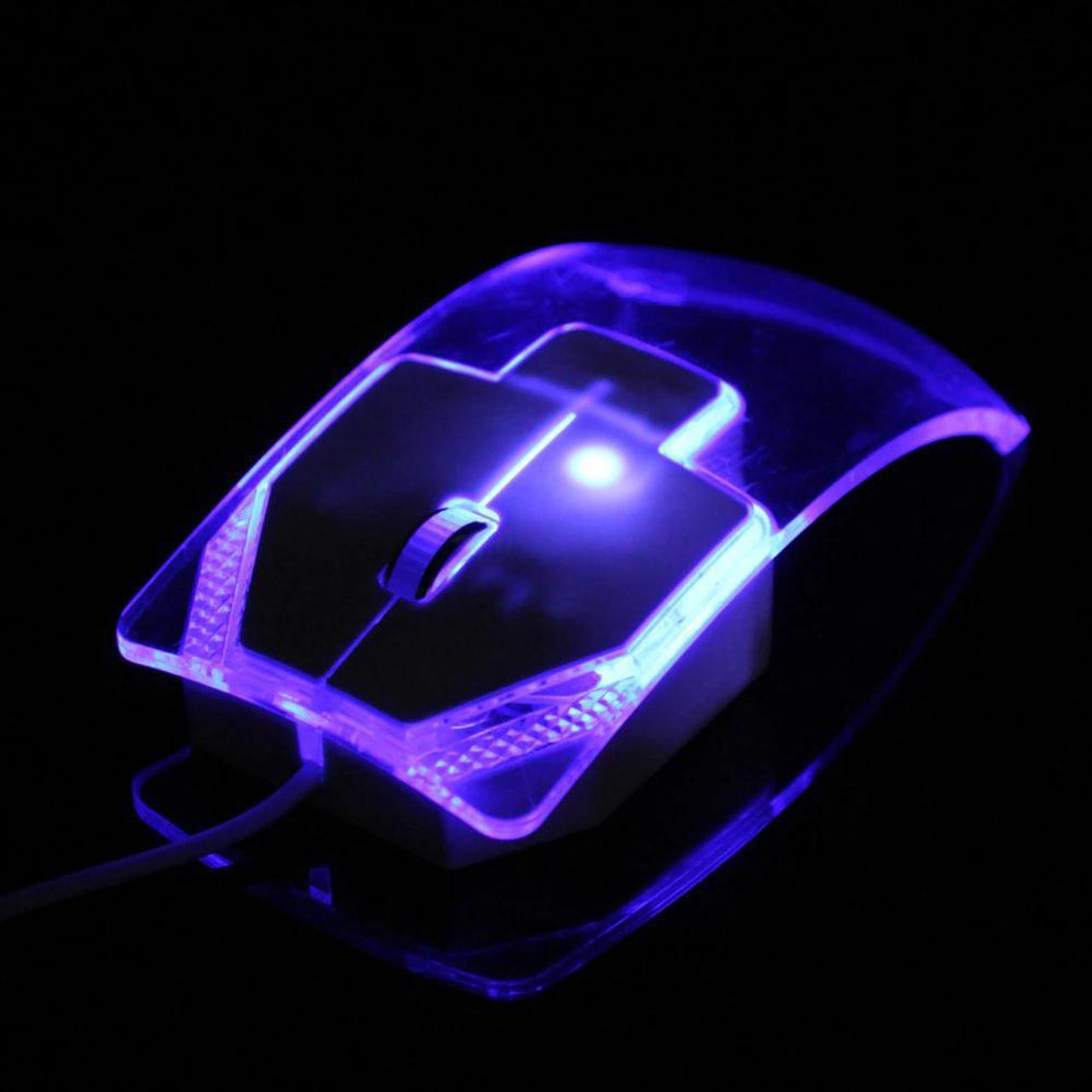 Creative Clear Computer Mouse 1000DPI Optical LED Blue Light Transparent Wired USB Mouse Mice for PC Laptop Desktop