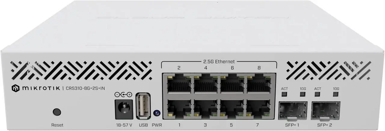 Main image of Mikrotik Switch CRS310-8G+2S+IN 2.5/10 Gigabit combo 256 MB RAM SFP+ ports