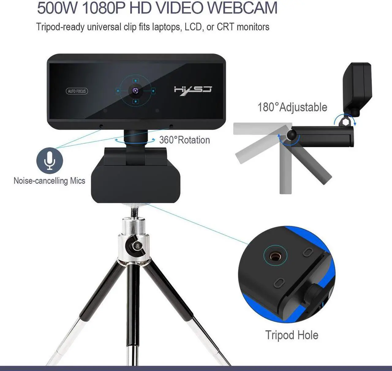 Alt view image 7 of 7 - 5.0 Mega 1080P HD Auto Focus Video Webcam