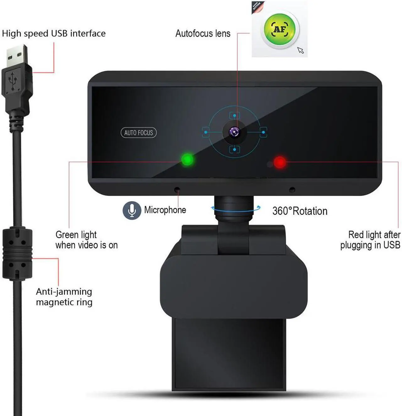 Alt view image 6 of 7 - 5.0 Mega 1080P HD Auto Focus Video Webcam