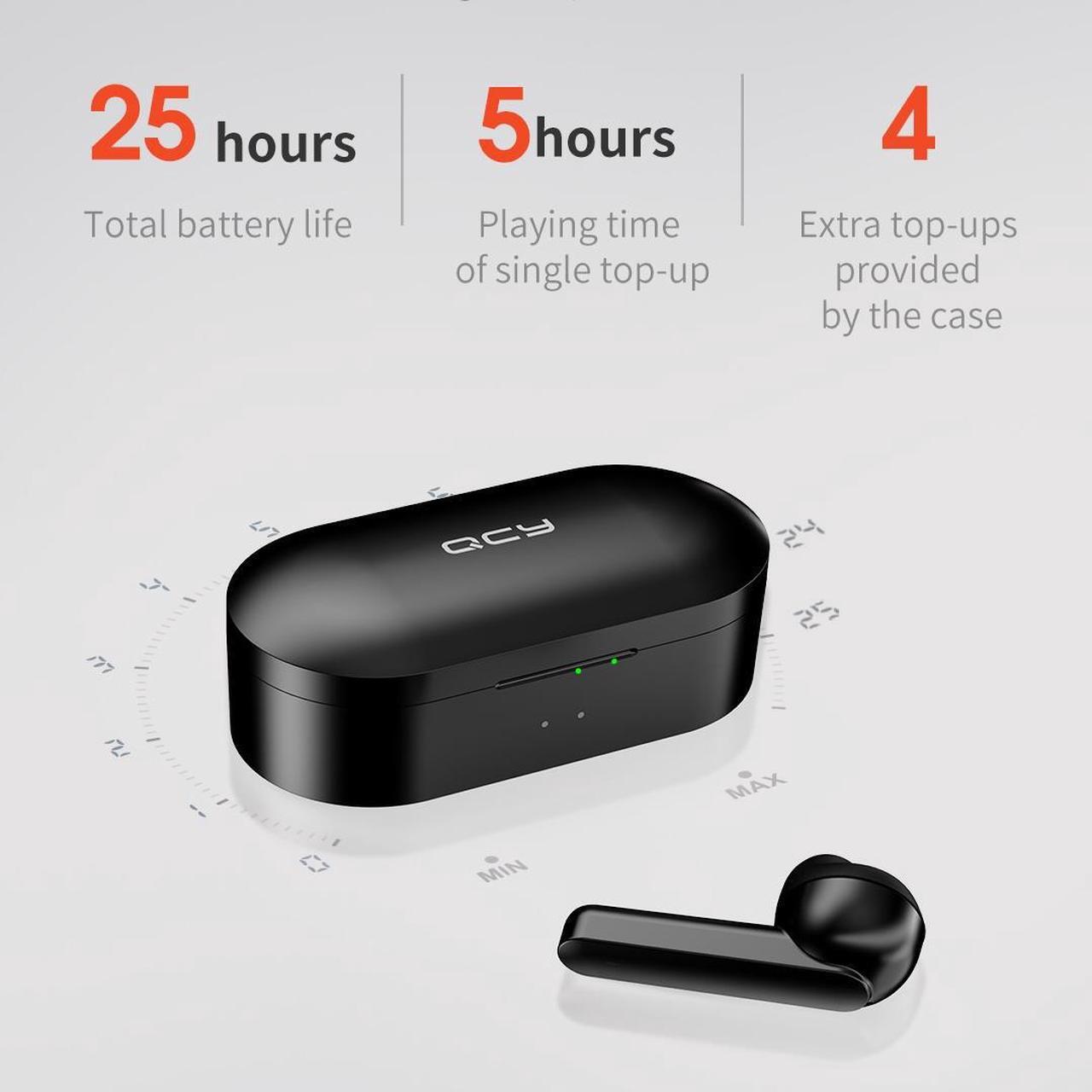Alt view image 2 of 7 - QCY T3 Bluetooth 5.0 Semi-In-Ear Design Waterproof Wireless Bluetooth Earphone (Black)