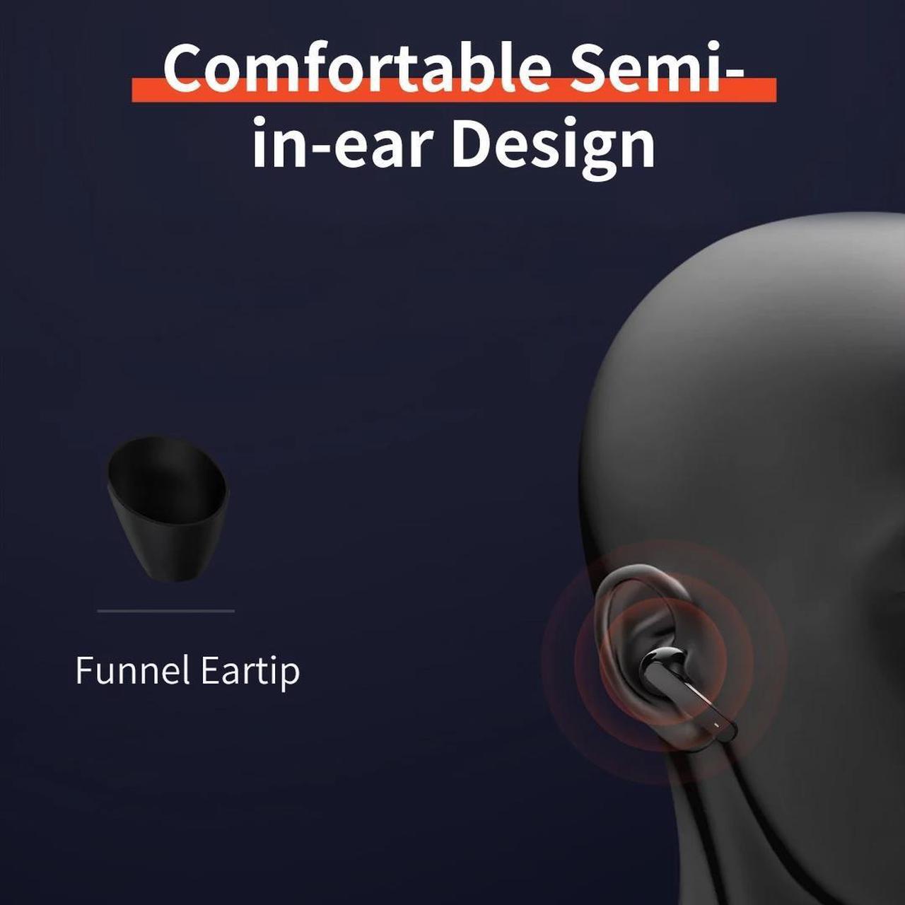 Alt view image 7 of 7 - QCY T3 Bluetooth 5.0 Semi-In-Ear Design Waterproof Wireless Bluetooth Earphone (Black)