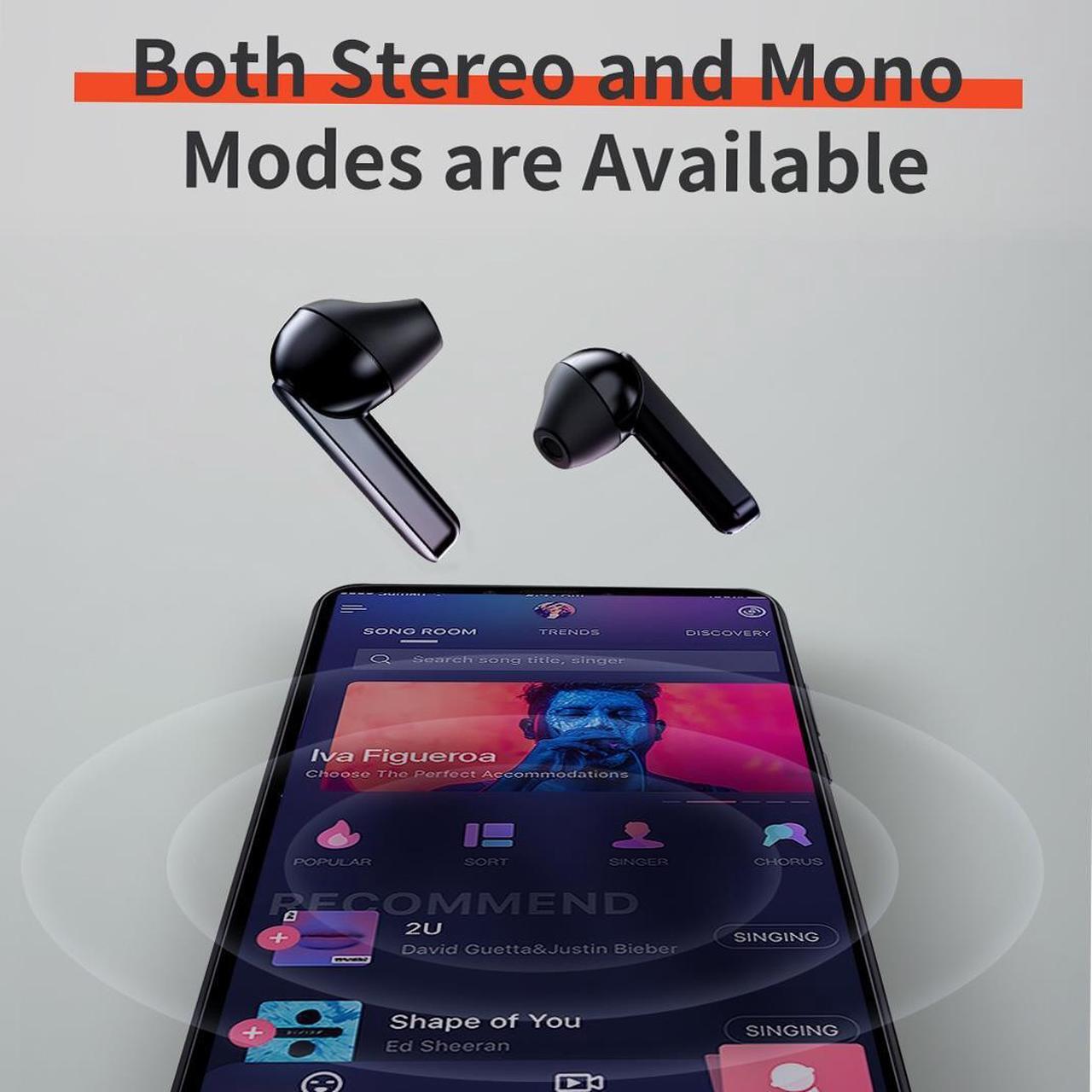 Alt view image 3 of 7 - QCY T3 Bluetooth 5.0 Semi-In-Ear Design Waterproof Wireless Bluetooth Earphone (Black)
