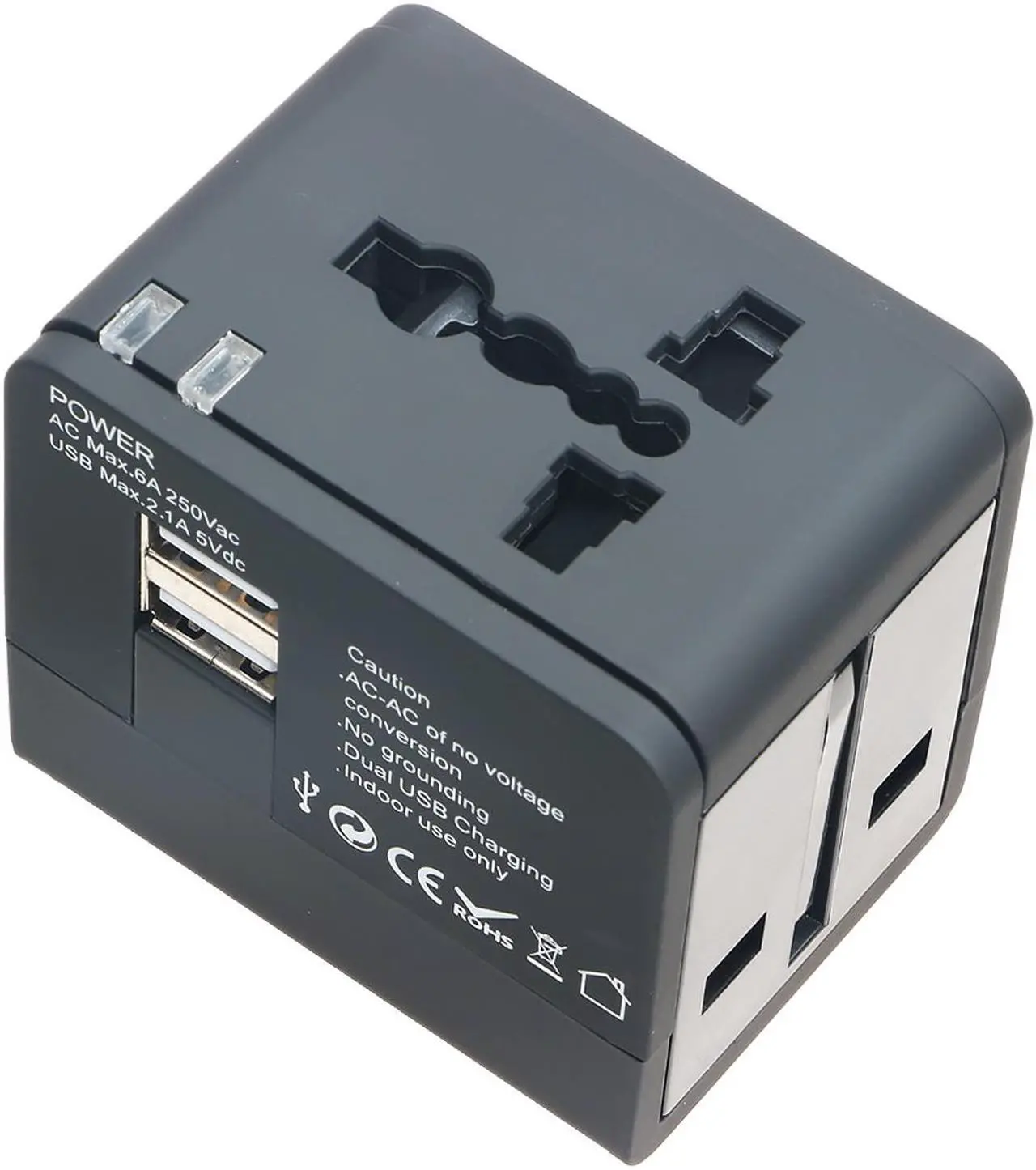Alt view image 2 of 6 - SUNMENCO All-In-One Worldwide Travel Plug Adapter International AC Power Adapter Safety Wall Charger & Converter (US/JP UK EU AU/CN) w/ 2 USB Charging Ports for iPhone 8 7 7s  x plus huawei Laptops