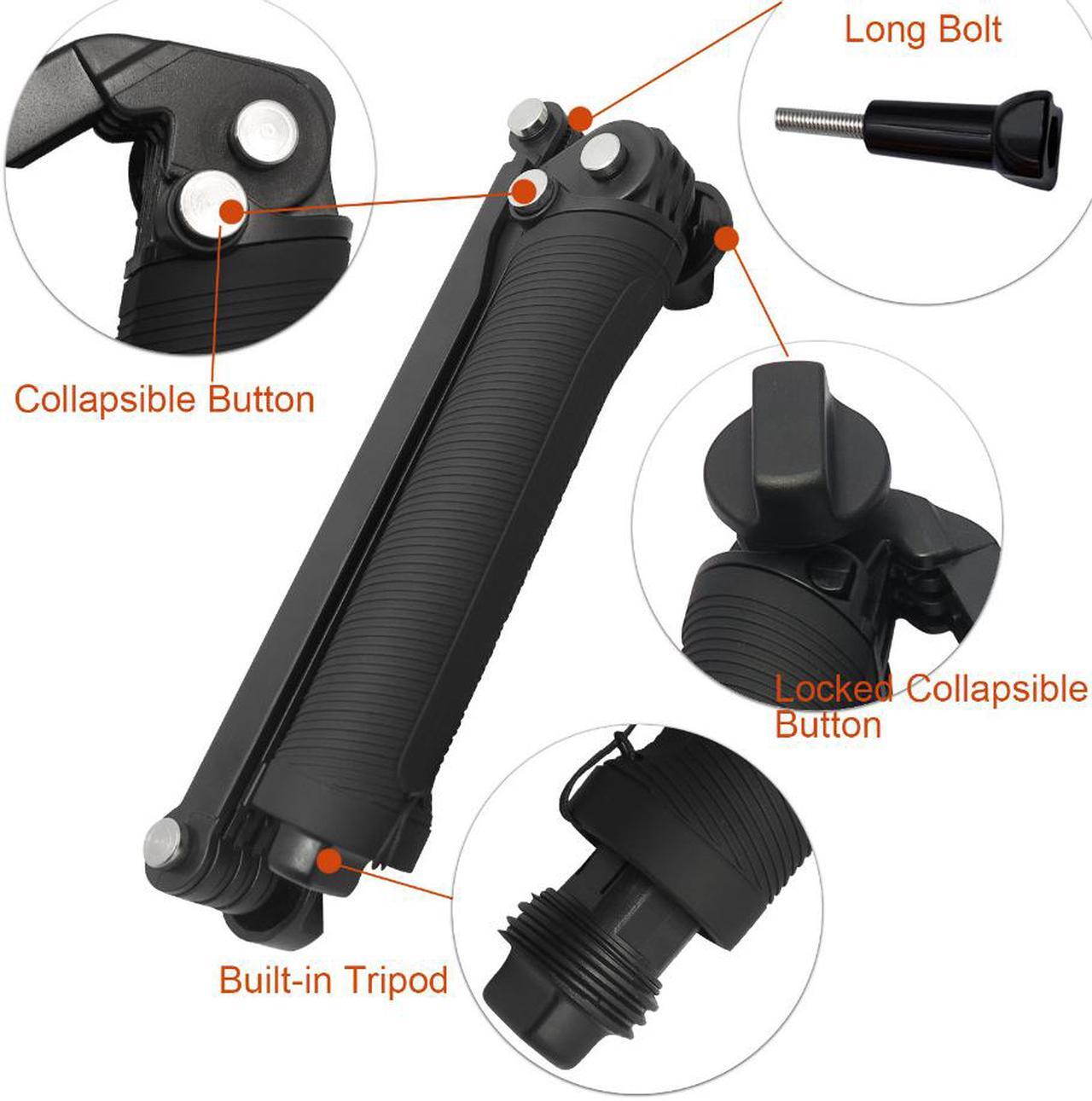 Alt view image 5 of 7 - SUNMENCO Waterproof Selfie Stick Foldable Multi-functional Telescopic Pole 3 Way Grip Monopod Extendable Arm Tripod Stand Mount with Tripod Inside for Gopro Action Camera Cellphone