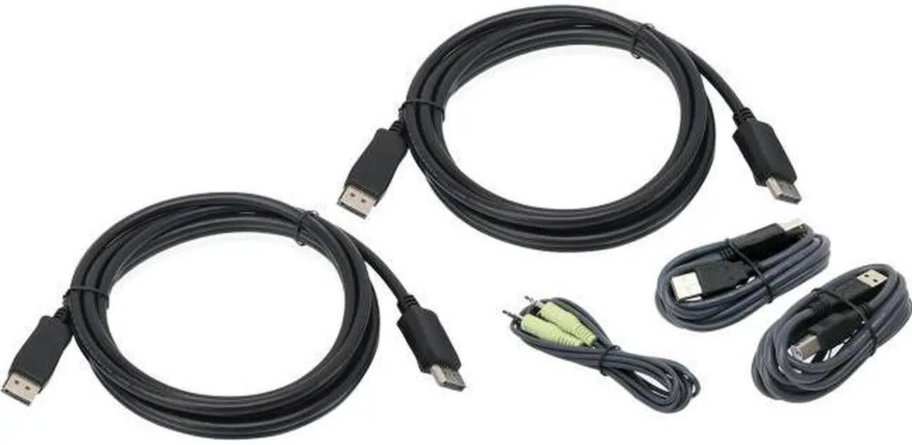 Alt view image 4 of 10 - IOGEAR G2L9203UTAA3 10 ft. Dual View DisplayPort, USB KVM Cable Kit with Audio (TAA)