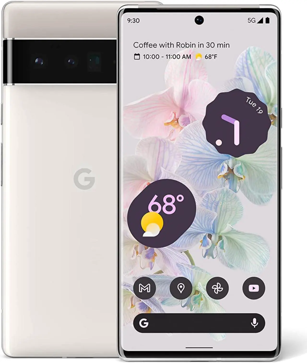 Google Pixel 6 Pro Dual-SIM 128GB ROM + 12GB RAM (GSM | CDMA) Factory Unlocked 5G SmartPhone (Cloudy White) - International Version