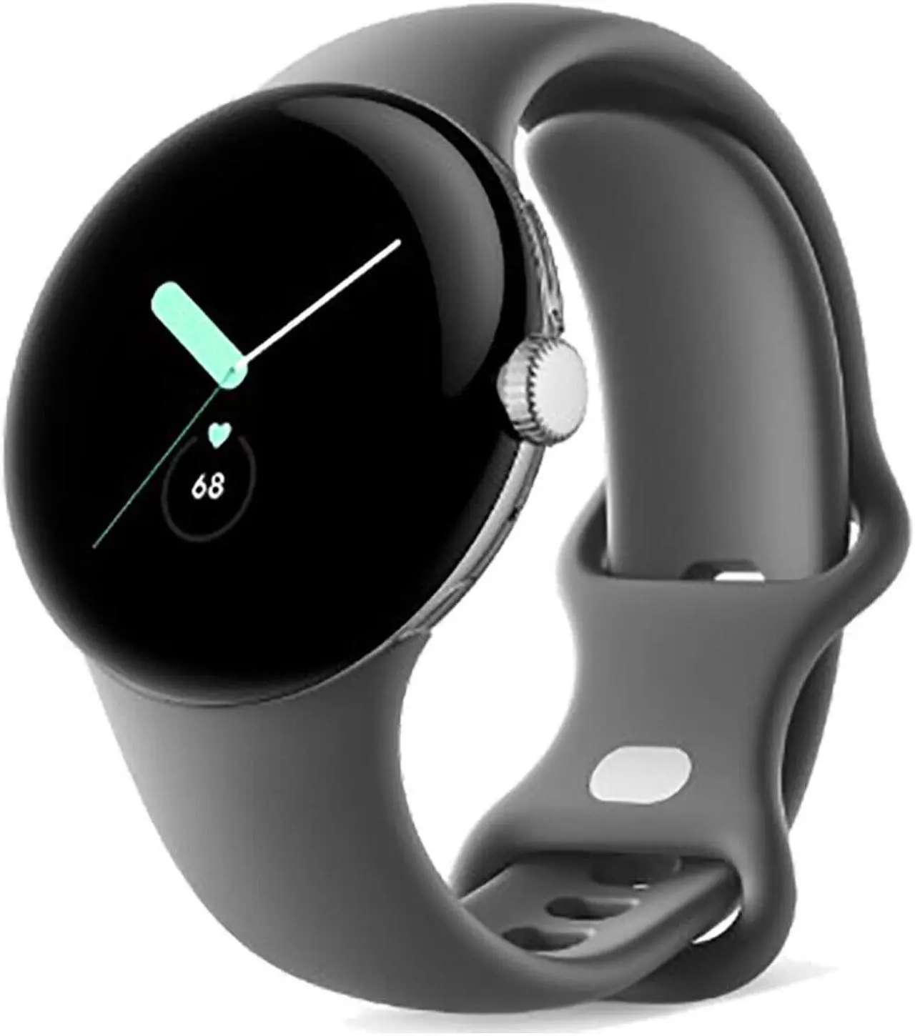 Alt view image 2 of 4 - Google Pixel Watch 4G LTE + Bluetooth 32GB ROM + 2GB RAM Smartwatch - Polished Silver case/Charcoal Active band