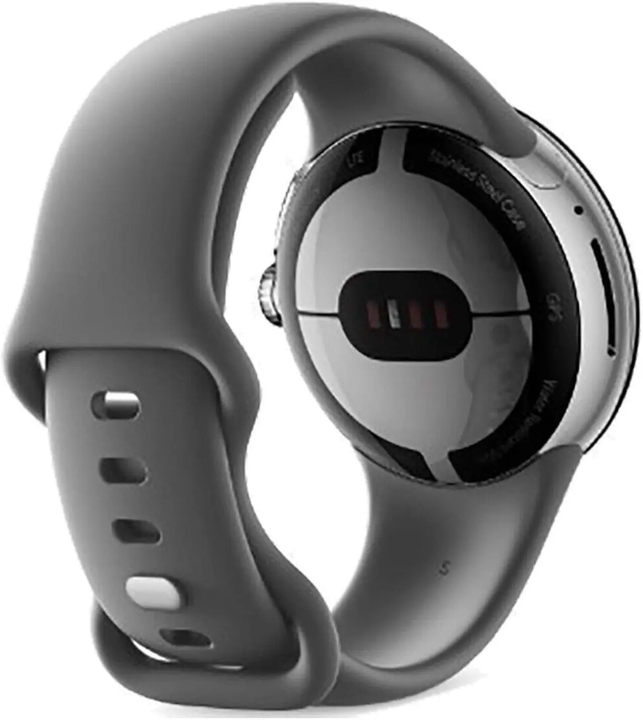 Alt view image 3 of 4 - Google Pixel Watch 4G LTE + Bluetooth 32GB ROM + 2GB RAM Smartwatch - Polished Silver case/Charcoal Active band