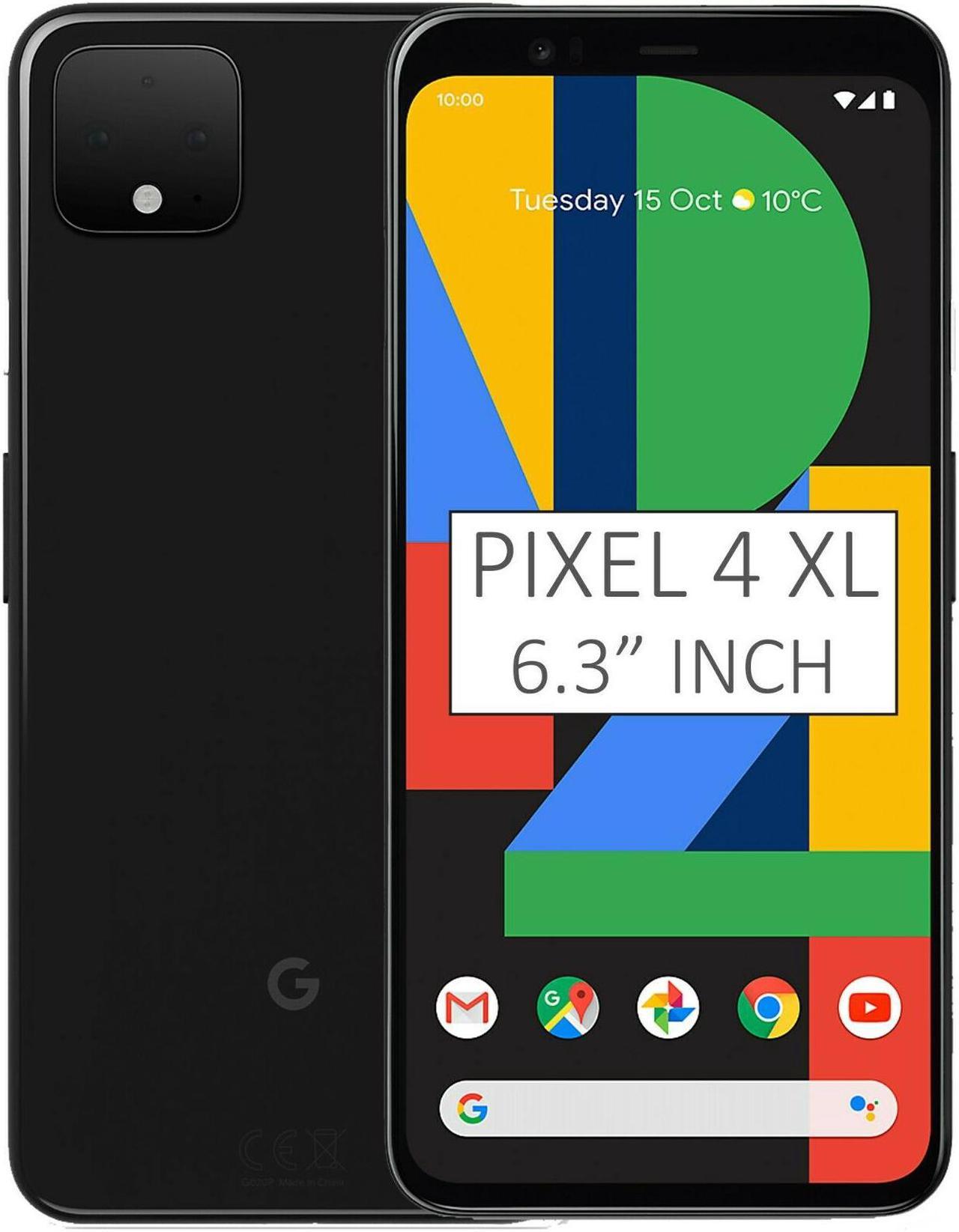 Google Pixel 4 XL G020P 64GB 6.3 inch Android (GSM Only, No CDMA) Factory Unlocked 4G/LTE Smartphone - Just Black