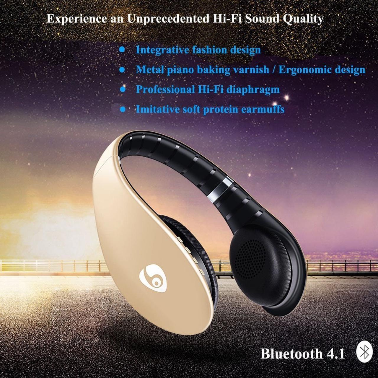 Alt view image 2 of 7 - Over Ear Headphones,Wireless HIFI Stereo Bluetooth 4.1 Headphone Running Sports Gaming Earphones Portable Noise Isolation Bass Headsets with Microphone TF Card Slot FM Radio for iPhone iPad Android PC