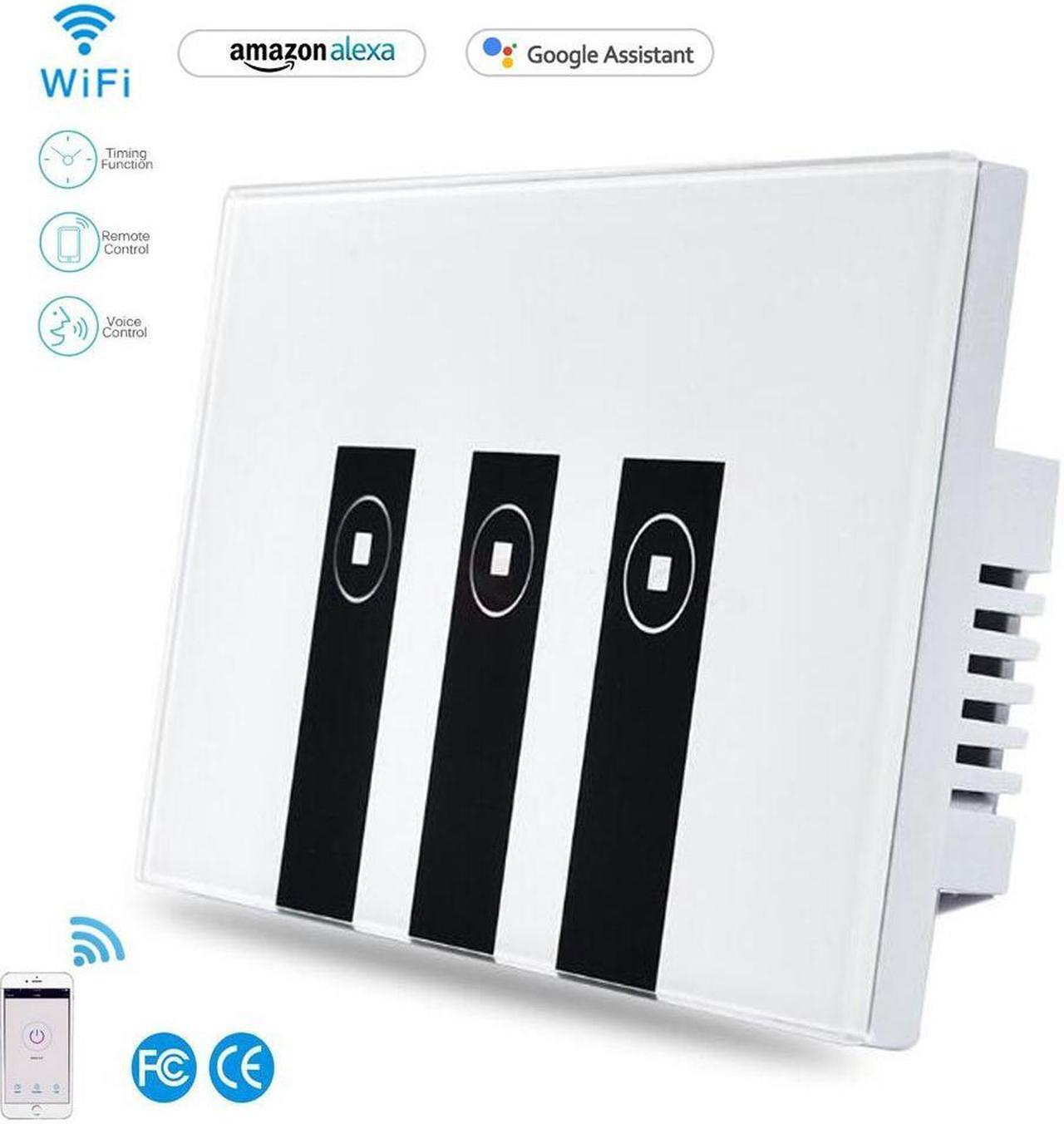 Main image of Smart Switch, Werleo WIFI Smart Wall Light Switch 3 Gang Wireless in Wall Switch Glass Touch Panel Plate Compatible with Alexa Echo Google Home Remote Control Lights by Android IOS APP Timing Function