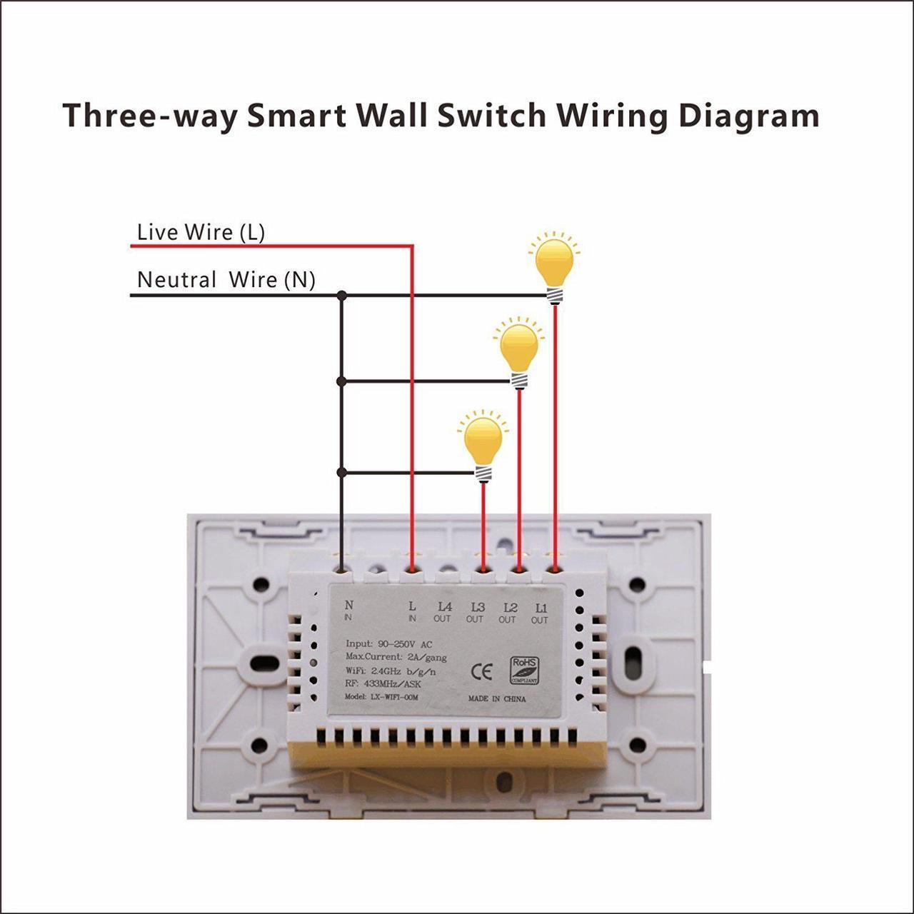 Alt view image 6 of 7 - Smart Switch, Werleo WIFI Smart Wall Light Switch 3 Gang Wireless in Wall Switch Glass Touch Panel Plate Compatible with Alexa Echo Google Home Remote Control Lights by Android IOS APP Timing Function