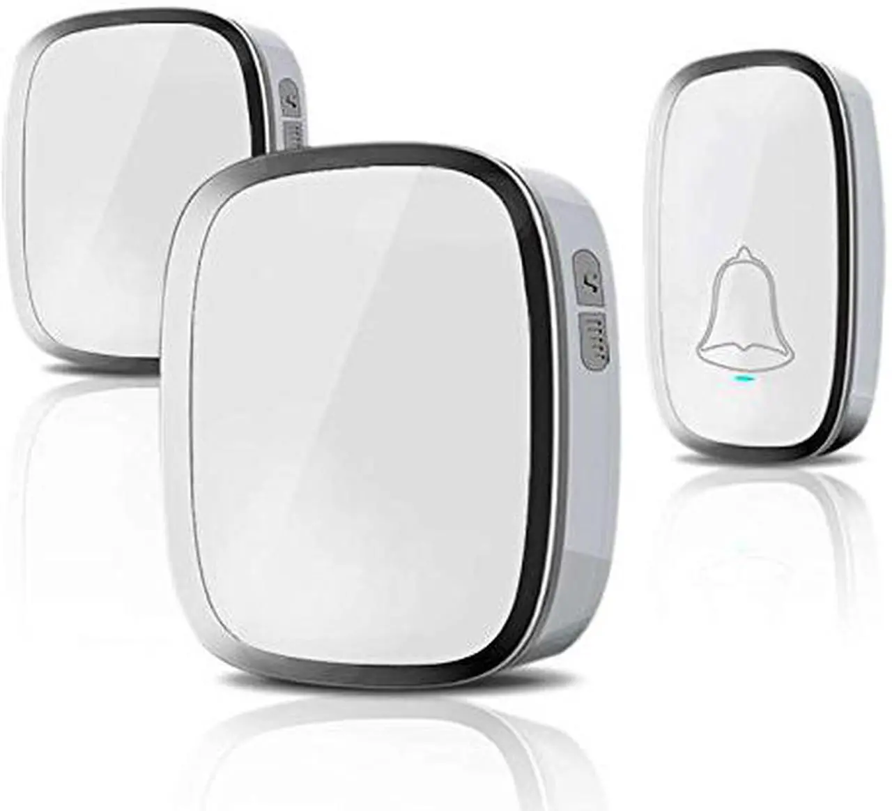 Main image of Wireless Doorbell, Werleo Waterproof Chime Kit Operating at 1000ft with 1 Remote Push Button Transmitter (Battery included) 2 Plug-in AC Receivers, 36 Melodies, 4 Level Volume and LED Flash (White)