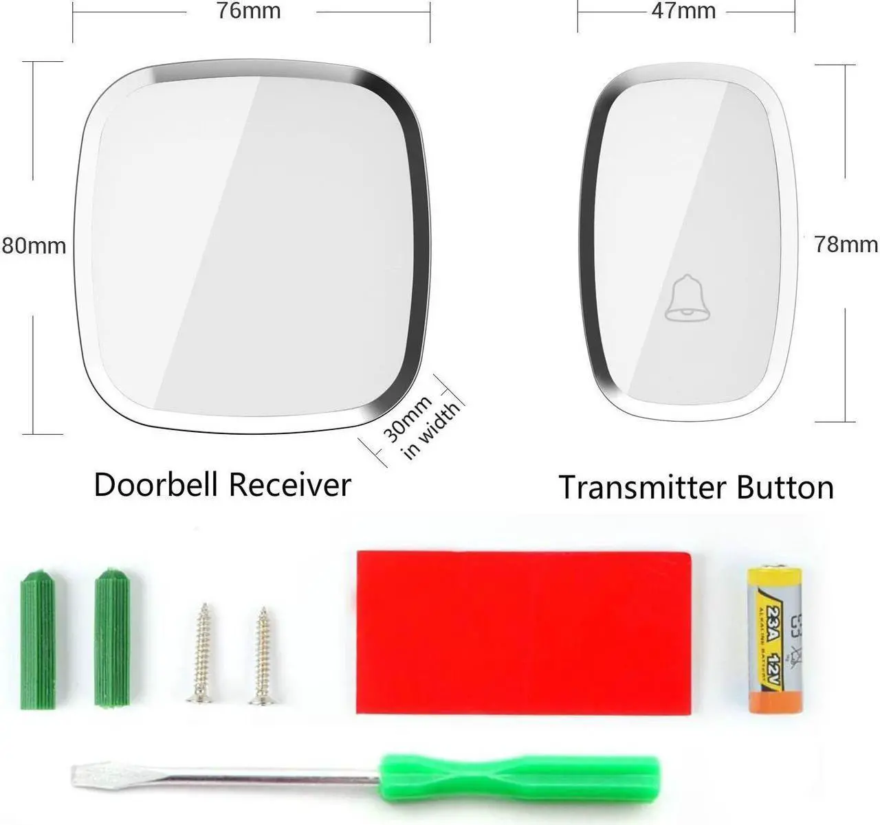 Alt view image 5 of 7 - Wireless Doorbell, Werleo Waterproof Chime Kit Operating at 1000ft with 1 Remote Push Button Transmitter (Battery included) 2 Plug-in AC Receivers, 36 Melodies, 4 Level Volume and LED Flash (White)